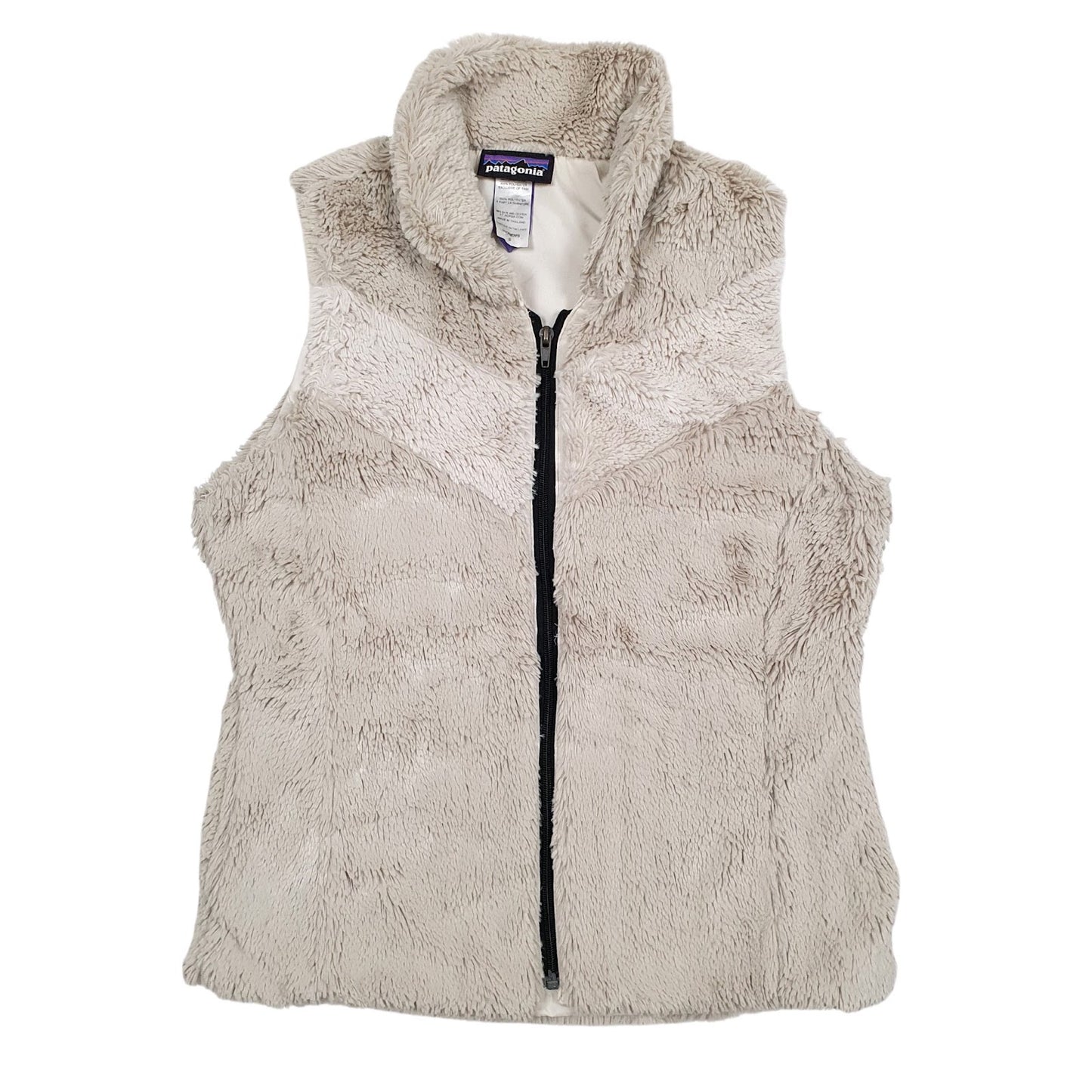 Womens Cream Patagonia Pelage Fluffy Bodywarmer Vest Gilet Jumper