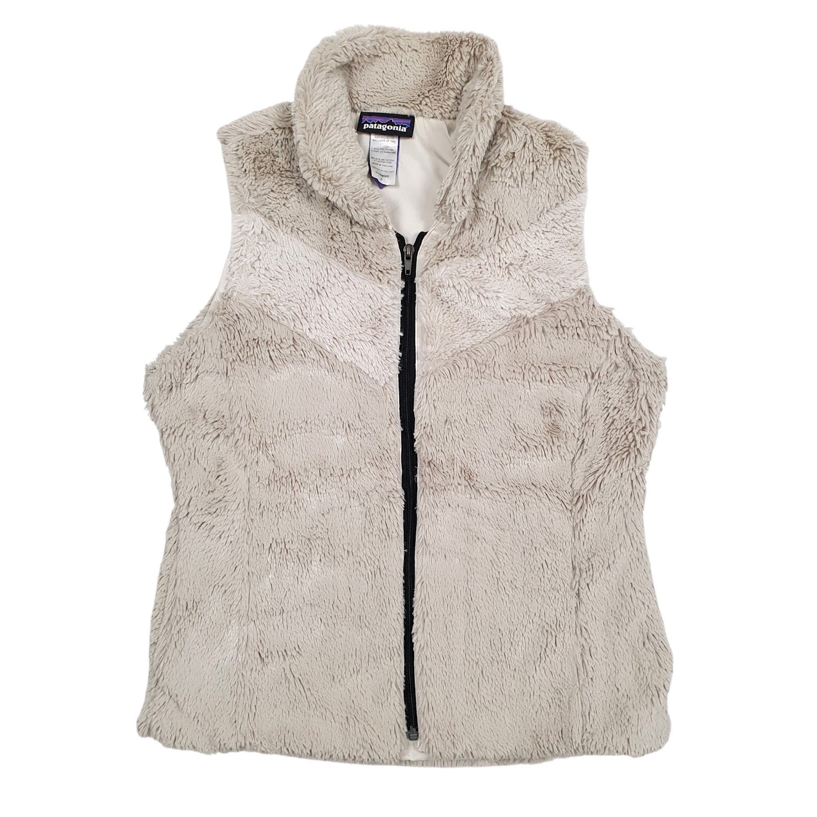 Womens Cream Patagonia Pelage Fluffy Bodywarmer Vest Gilet Jumper