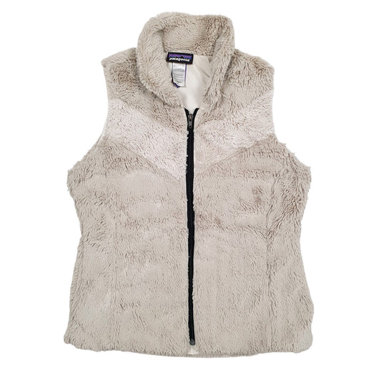 Womens Cream Patagonia Pelage Fluffy Bodywarmer Vest Gilet Jumper