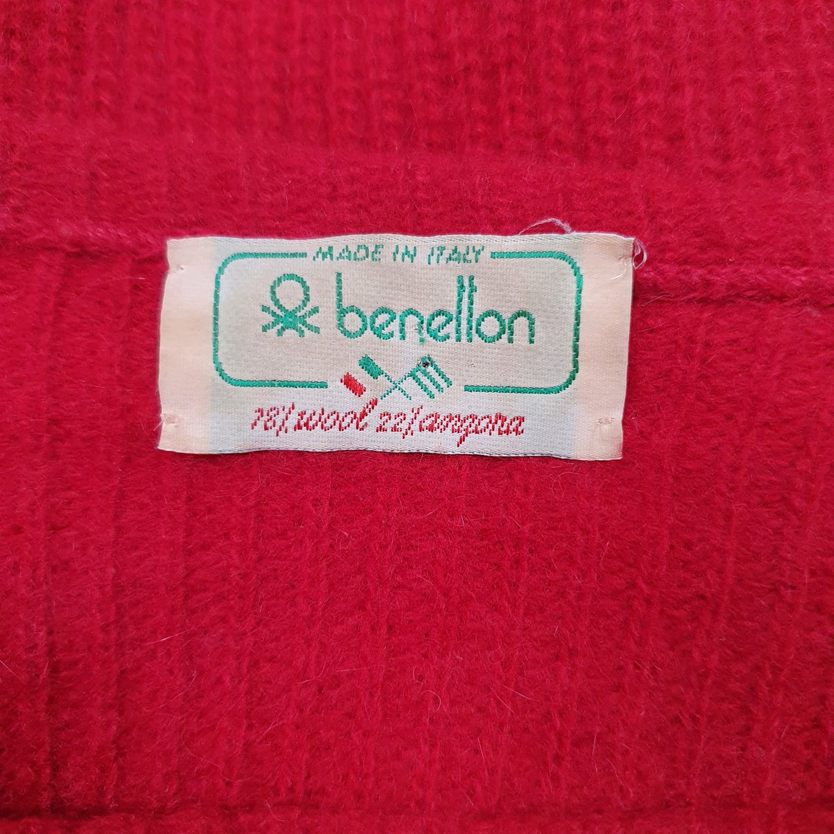 Womens Red United Colors Of Benetton Vintage Knit Crewneck Jumper