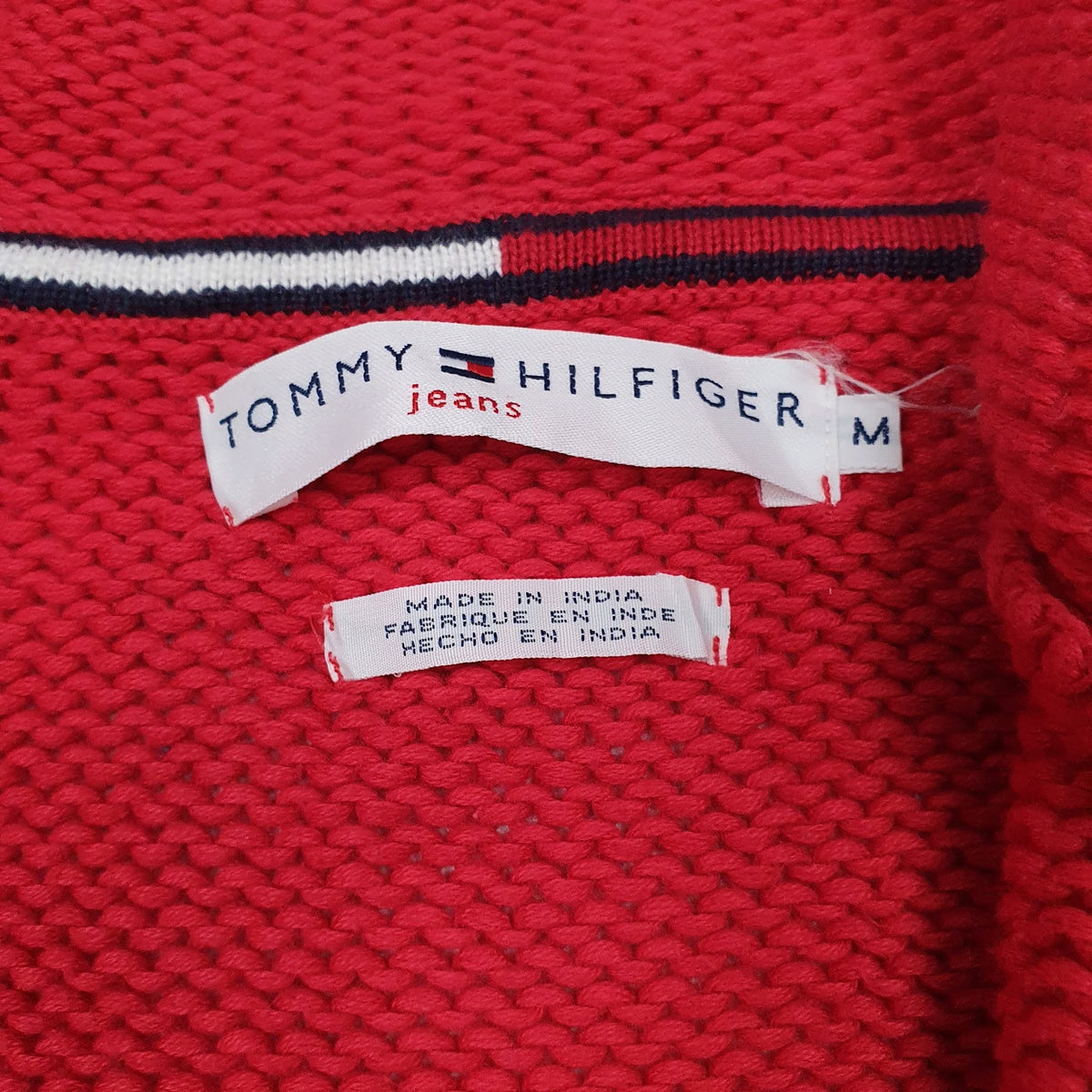 Womens Red Tommy Hilfiger Knit Full Zip Jumper