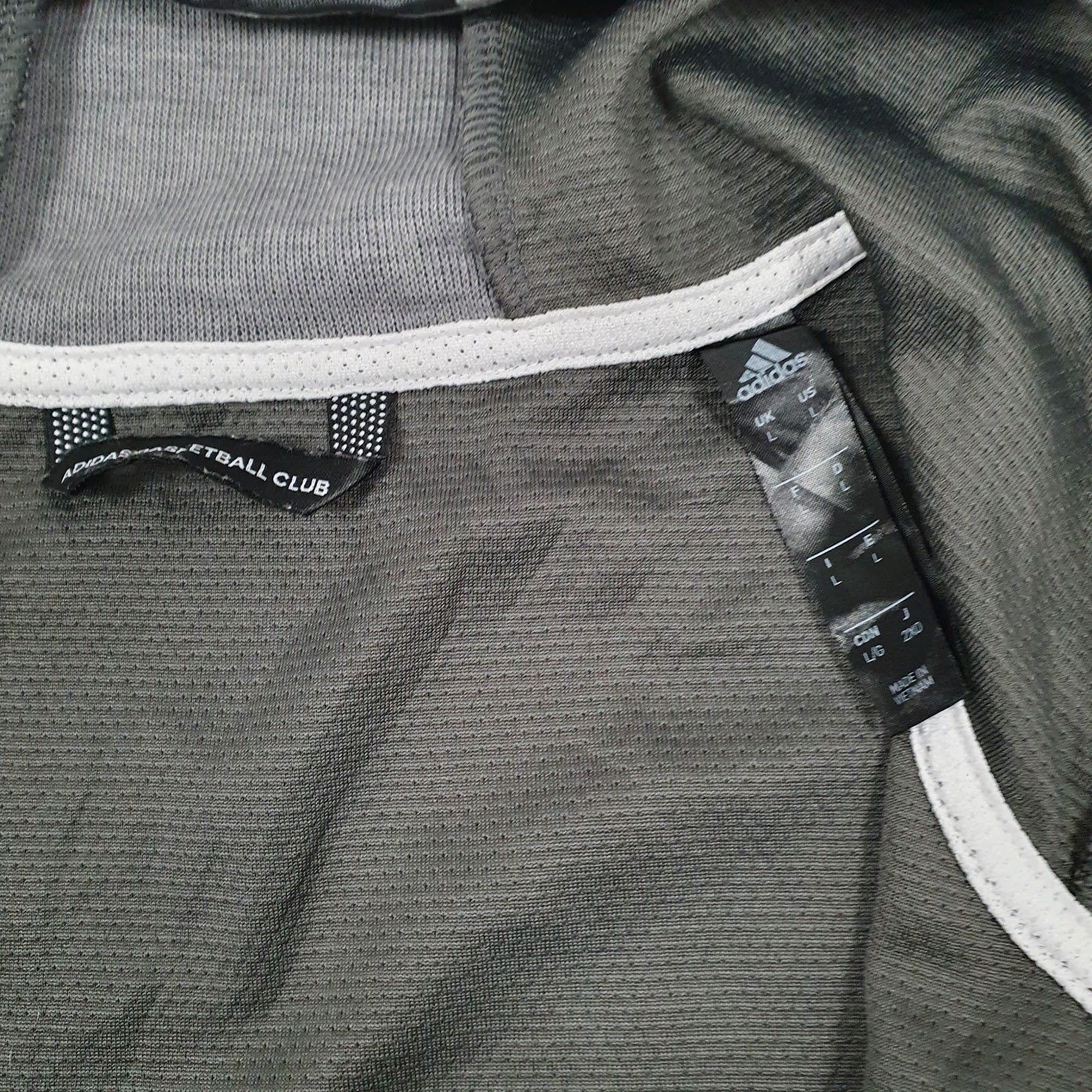 Mens Grey Adidas Basketball Full Zip Jumper
