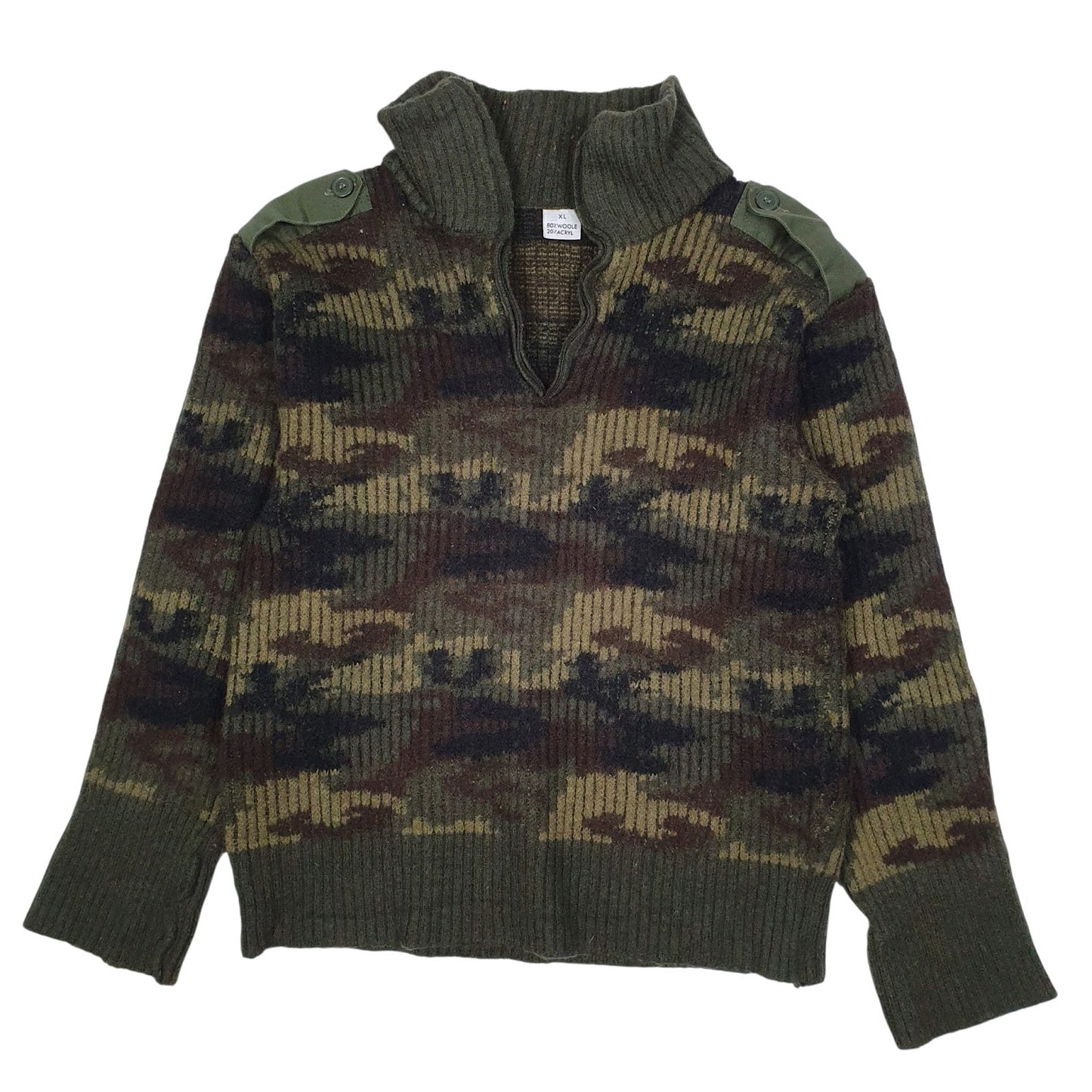 Womens Green Unbranded Camo Camouflage Army Military Quarter Zip Jumper