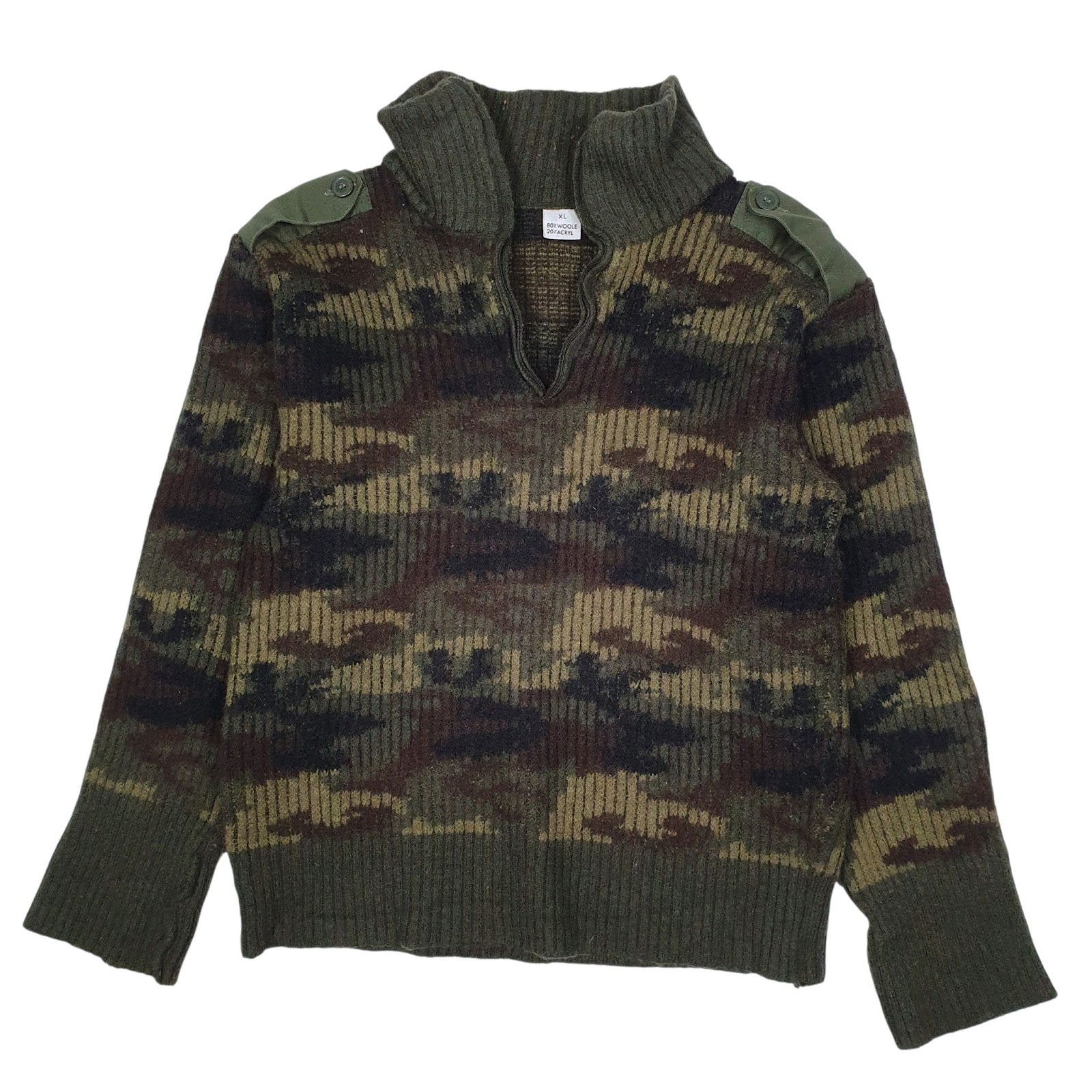 Womens Green Unbranded Camo Camouflage Army Military Quarter Zip Jumper