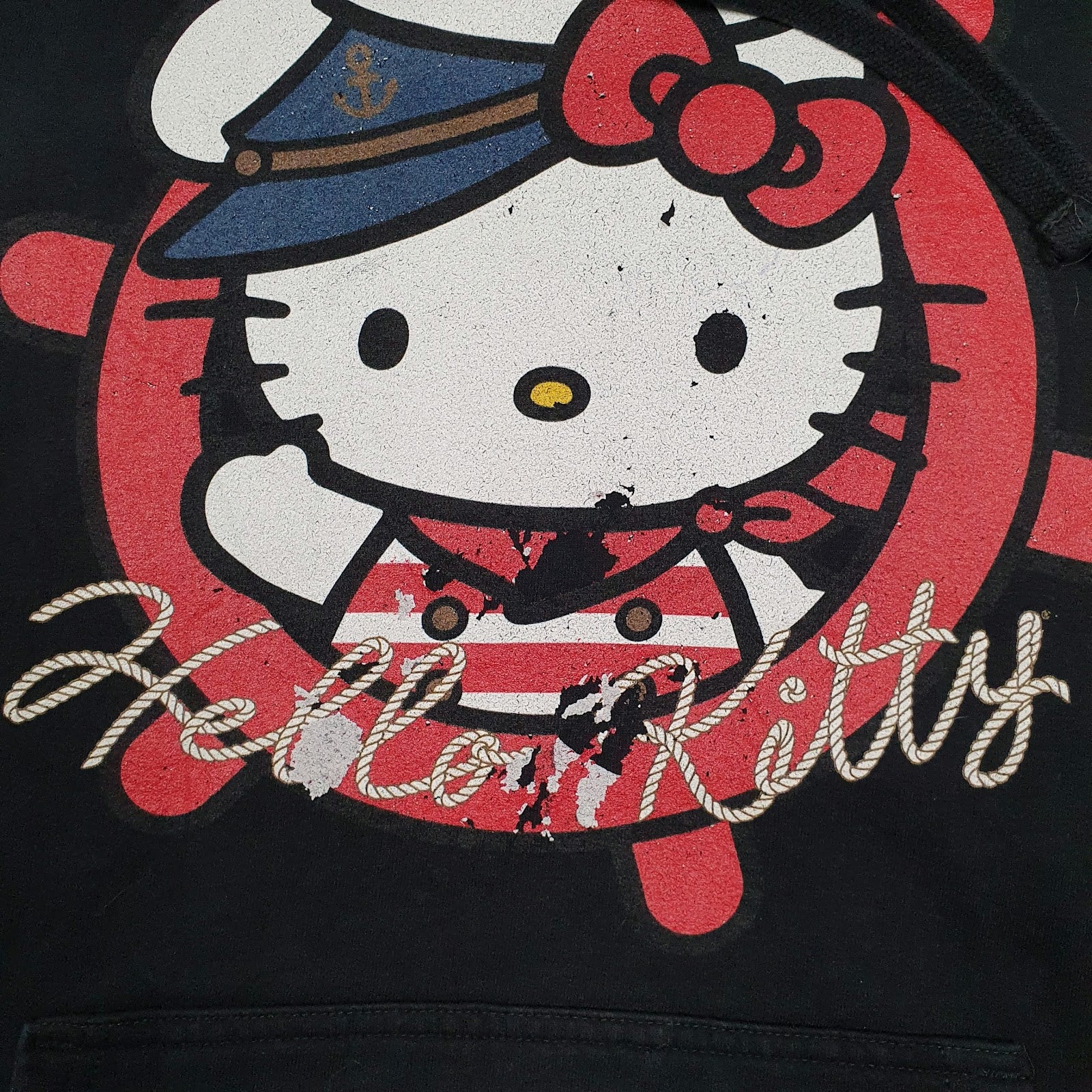 Mens Black Port & Company Hello Kitty Hoodie Jumper