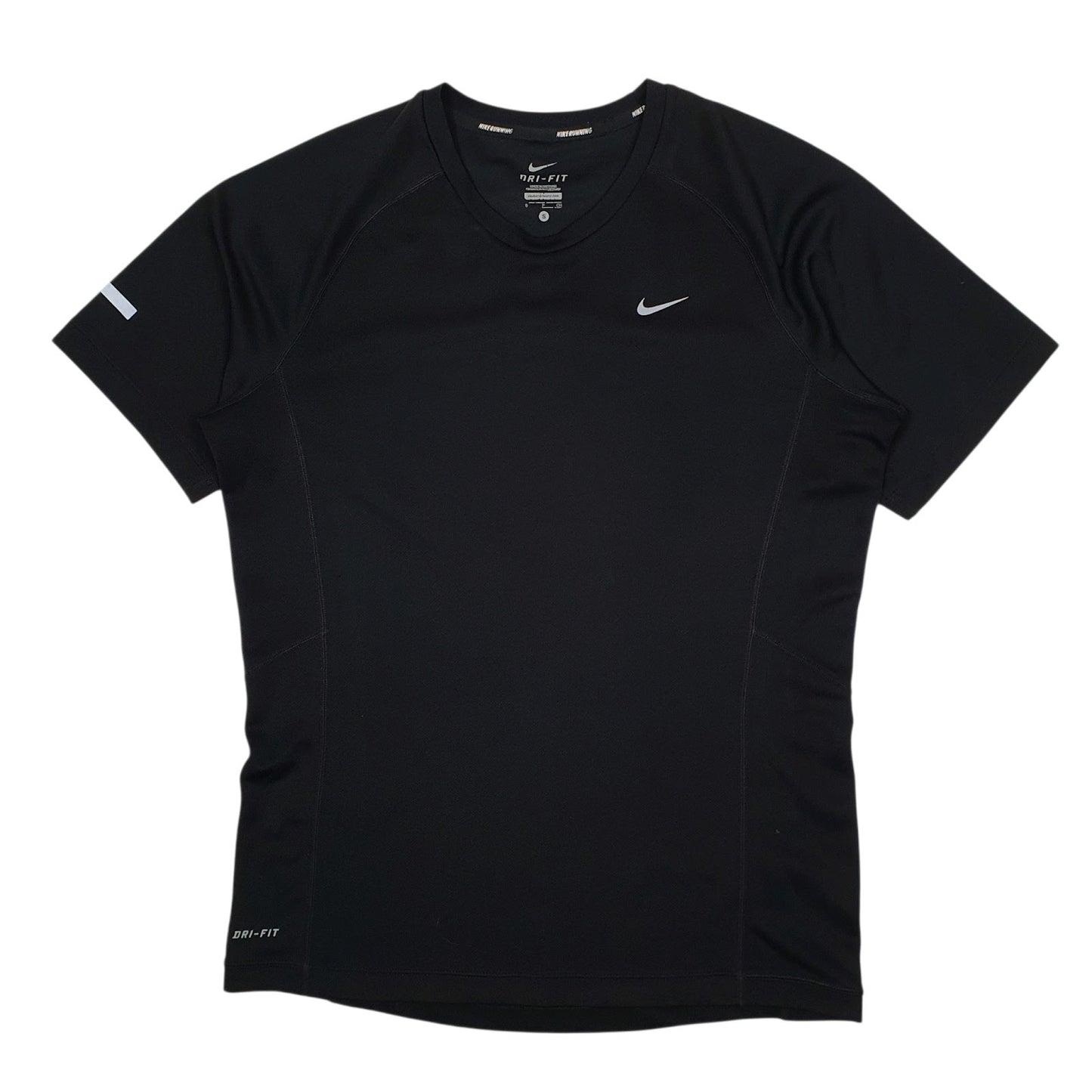 Mens Black Nike Dri Fit Running Short Sleeve T Shirt