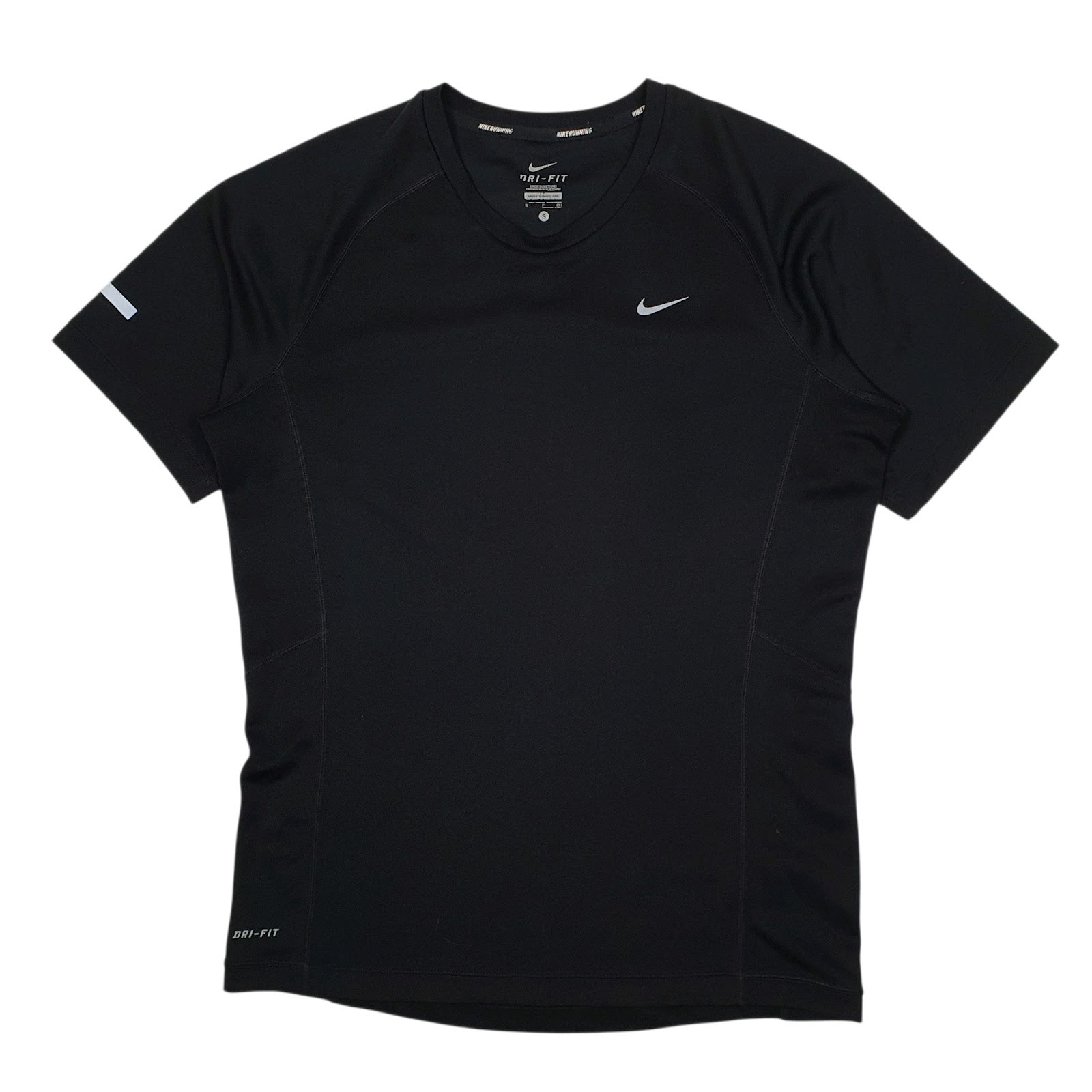 Mens Black Nike Dri Fit Running Short Sleeve T Shirt