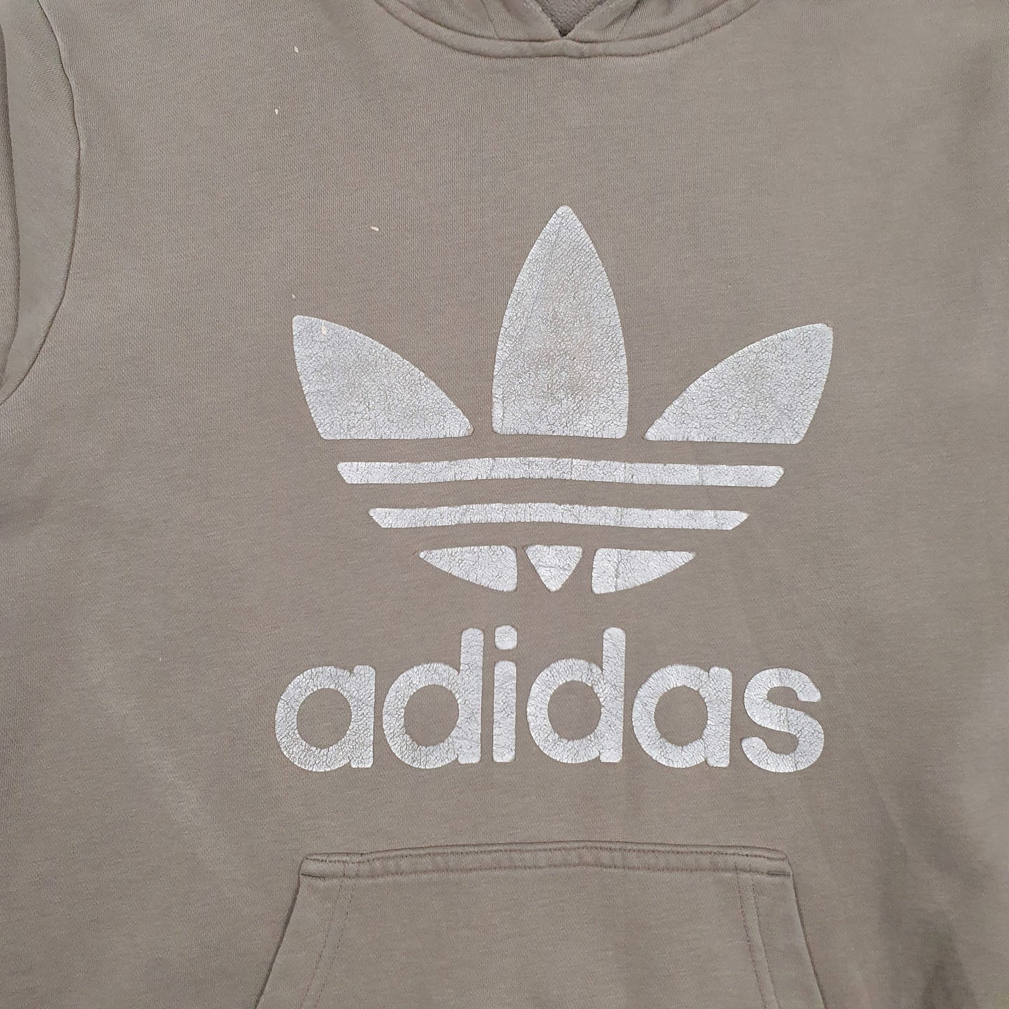 Mens Grey Adidas Spellout Hoodie Jumper