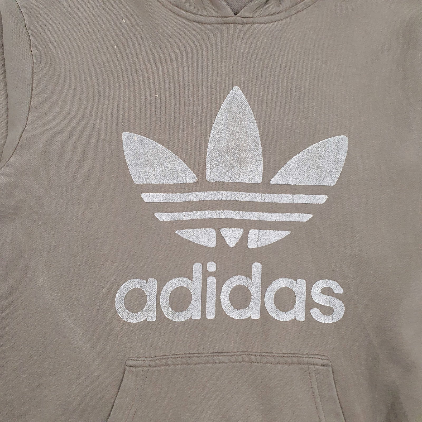 Mens Grey Adidas Spellout Hoodie Jumper