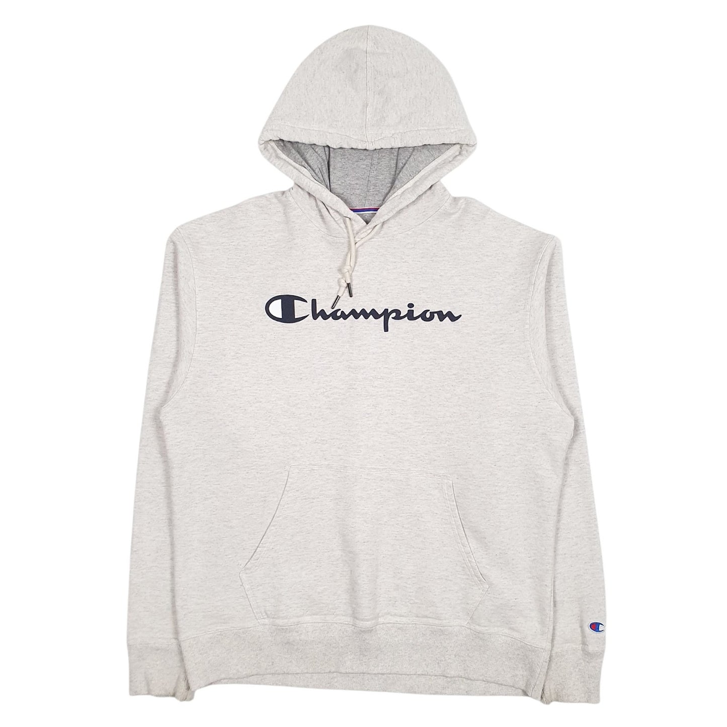 Mens Grey Champion Spellout Hoodie Jumper