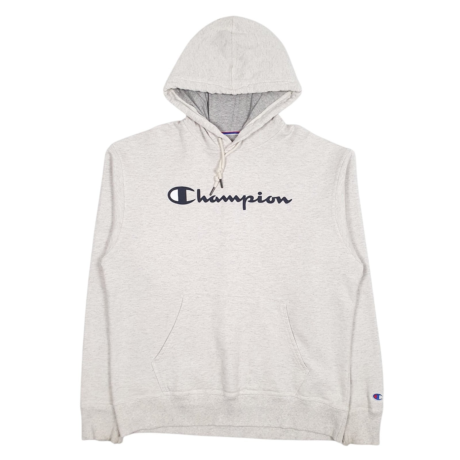 Mens Grey Champion Spellout Hoodie Jumper