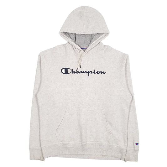 Mens Grey Champion Spellout Hoodie Jumper