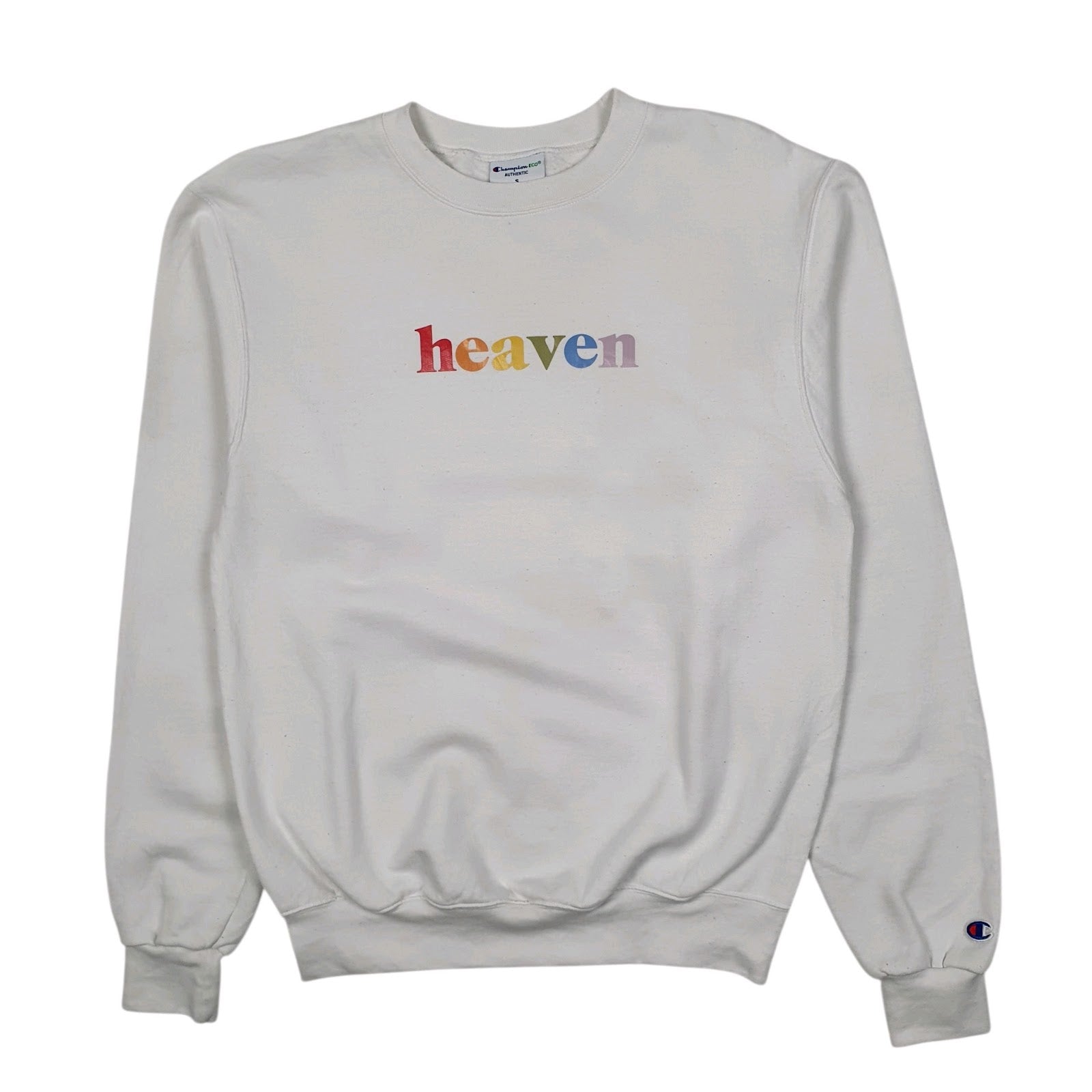 Mens White Champion Heaven Crewneck Jumper