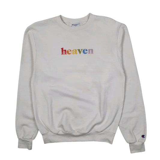 Mens White Champion Heaven Crewneck Jumper
