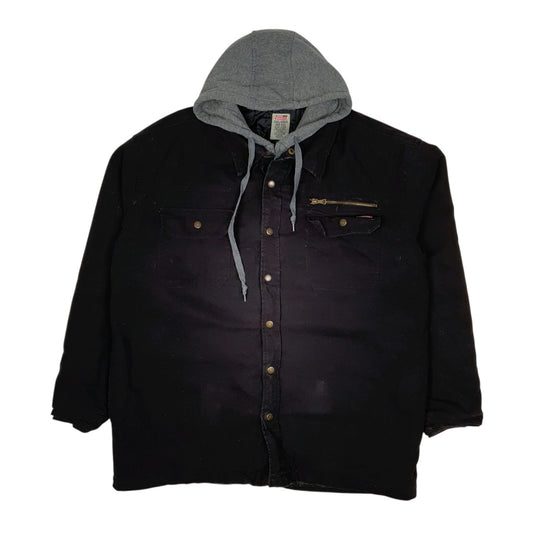 Mens Black Wrangler Chore Windbreaker Hoodie Full Zip Coat