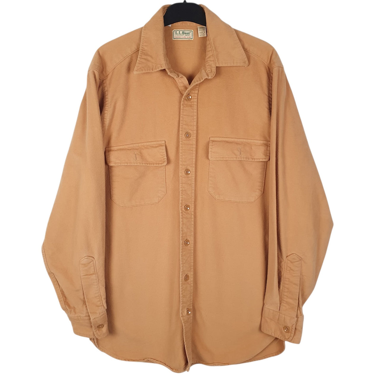 Mens Orange L.L.Bean Chamois Vintage 90s Made In USA Long Sleeve Shirt