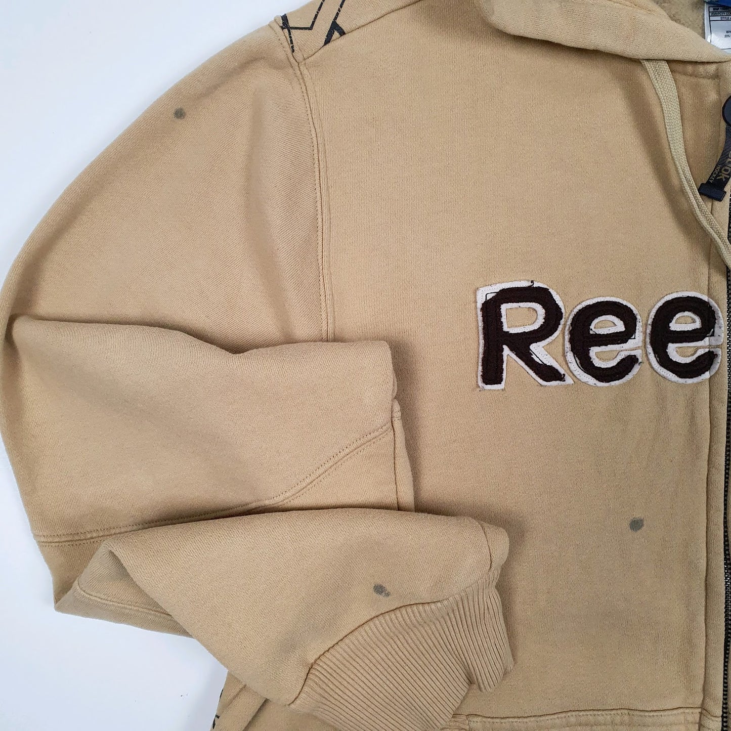 Mens Beige Reebok Hockey Hoodie Full Zip Jumper