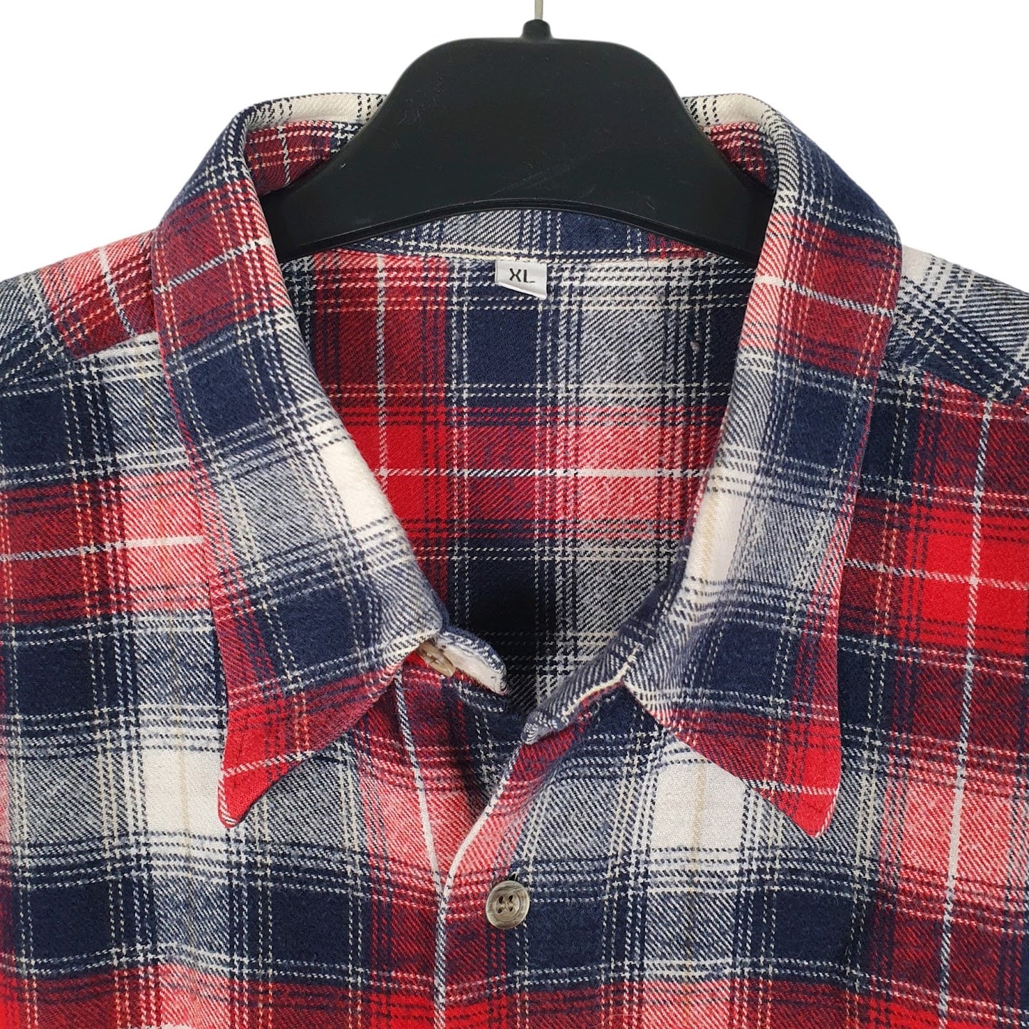 Mens Red Outdoor Classic Khaki Plaid Flannel  Shirt
