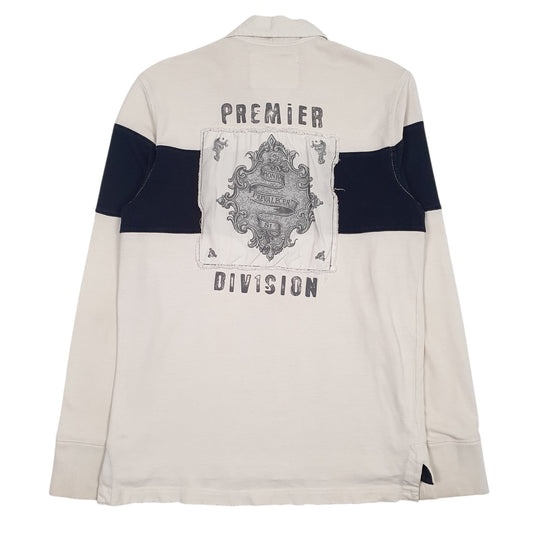 Mens White Express Rugby Crewneck Polo Shirt