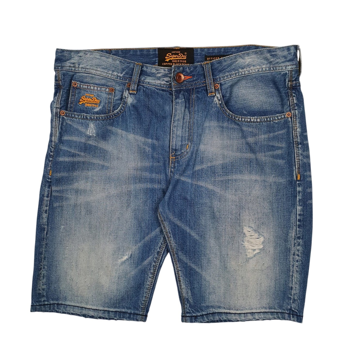 Mens Blue Superdry Officers Short Denim Shorts