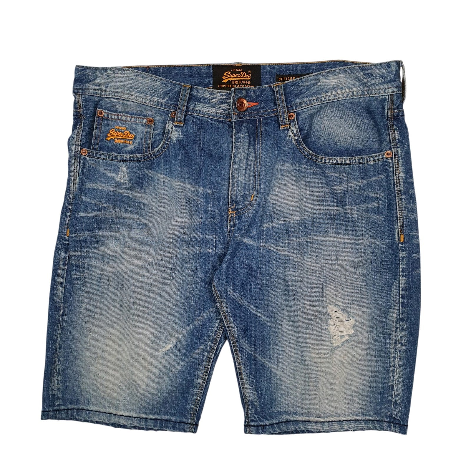 Mens Blue Superdry Officers Short Denim Shorts