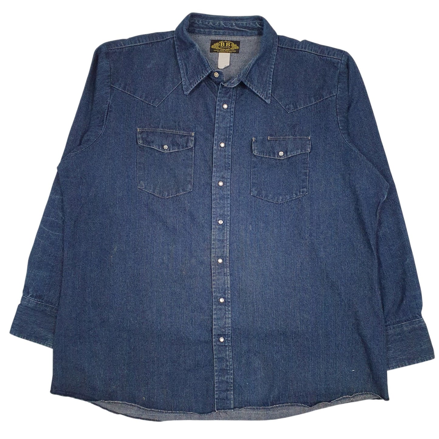 Mens Blue BB Brand Pearl Snap Long Sleeve Shirt