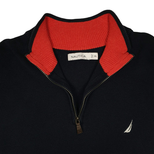 Mens Navy Nautica  Quarter Zip Jumper