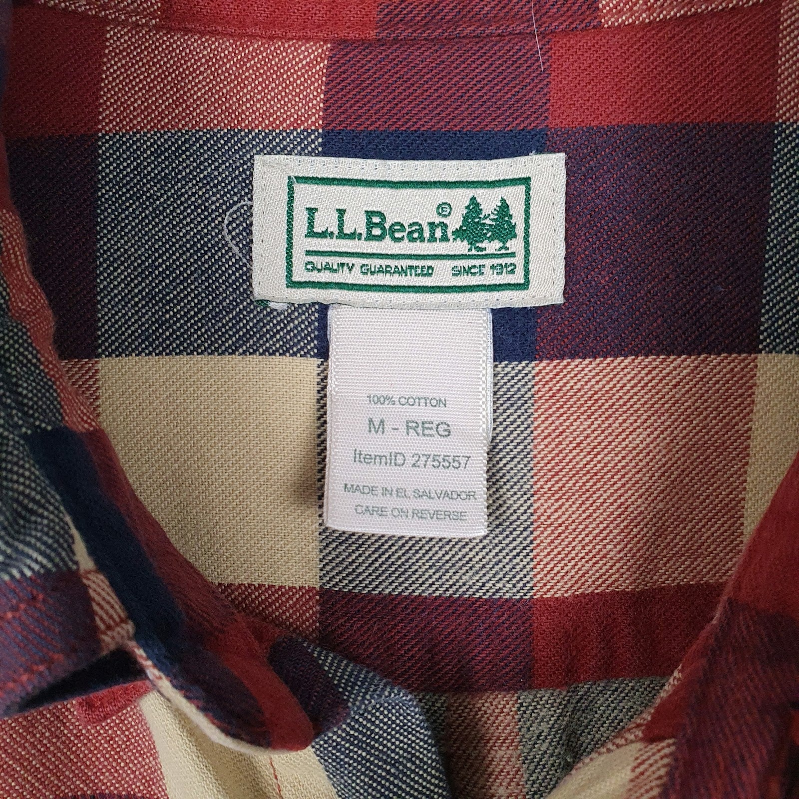 Mens Red L.L.Bean Flannel  Shirt