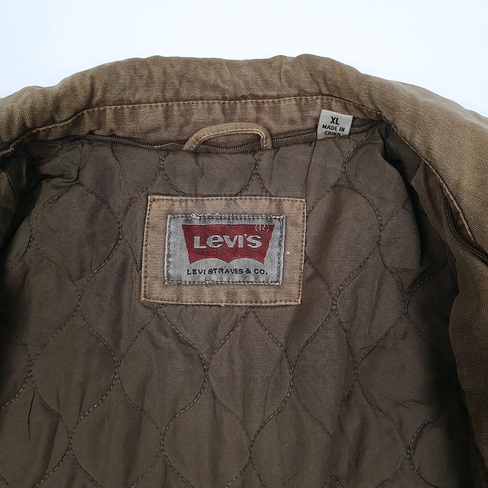 Mens Brown Levis Type 3 Canvas Bomber Windbreaker  Coat