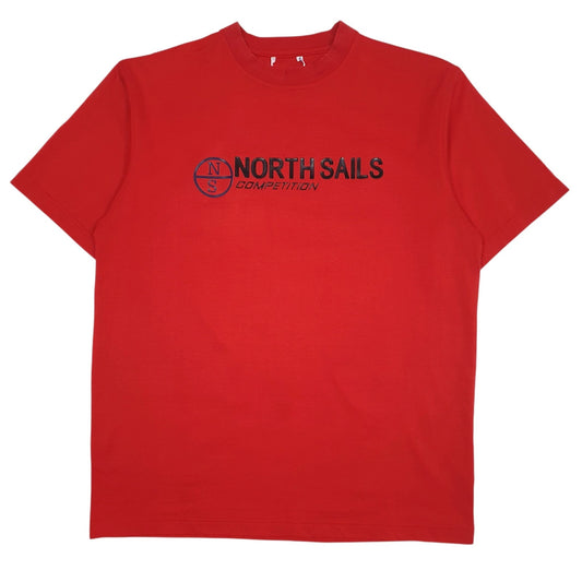 Mens Red North Sails Spellout Short Sleeve T Shirt