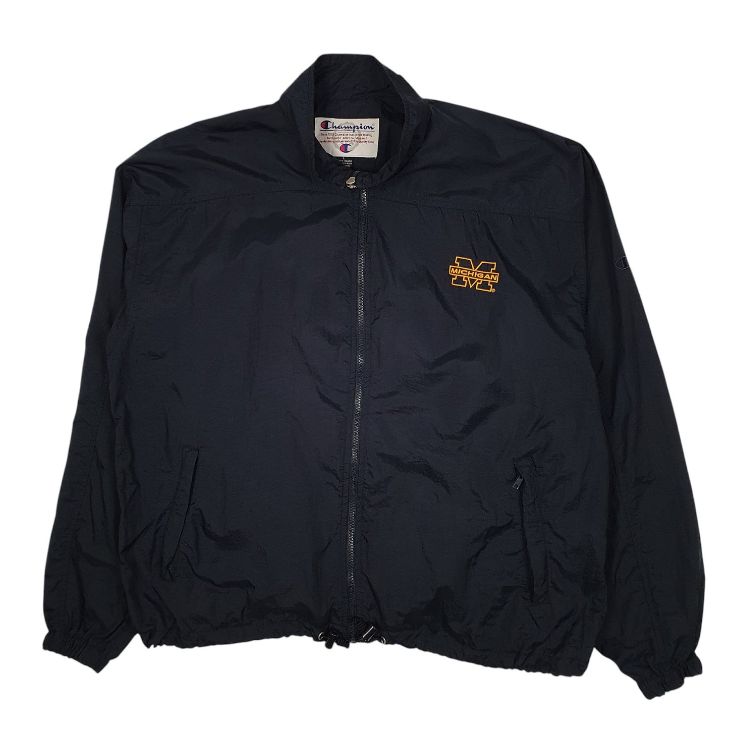 Mens Navy Champion Vintage 90s Michigan University Gilet Coat