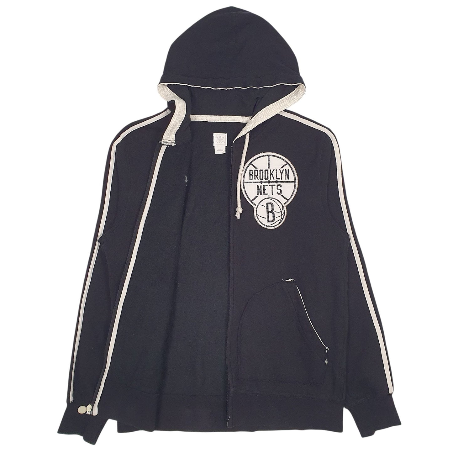 Mens Black Adidas Brooklyn Nets Full Zip Jumper