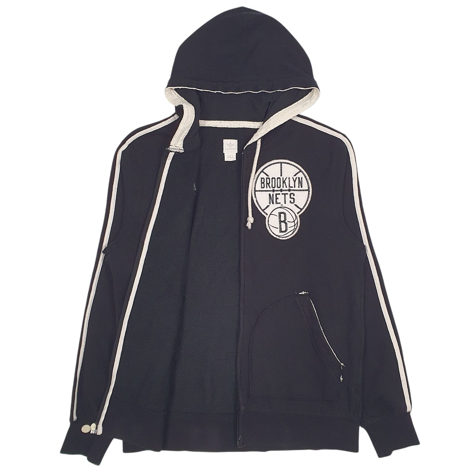 Mens Black Adidas Brooklyn Nets Full Zip Jumper