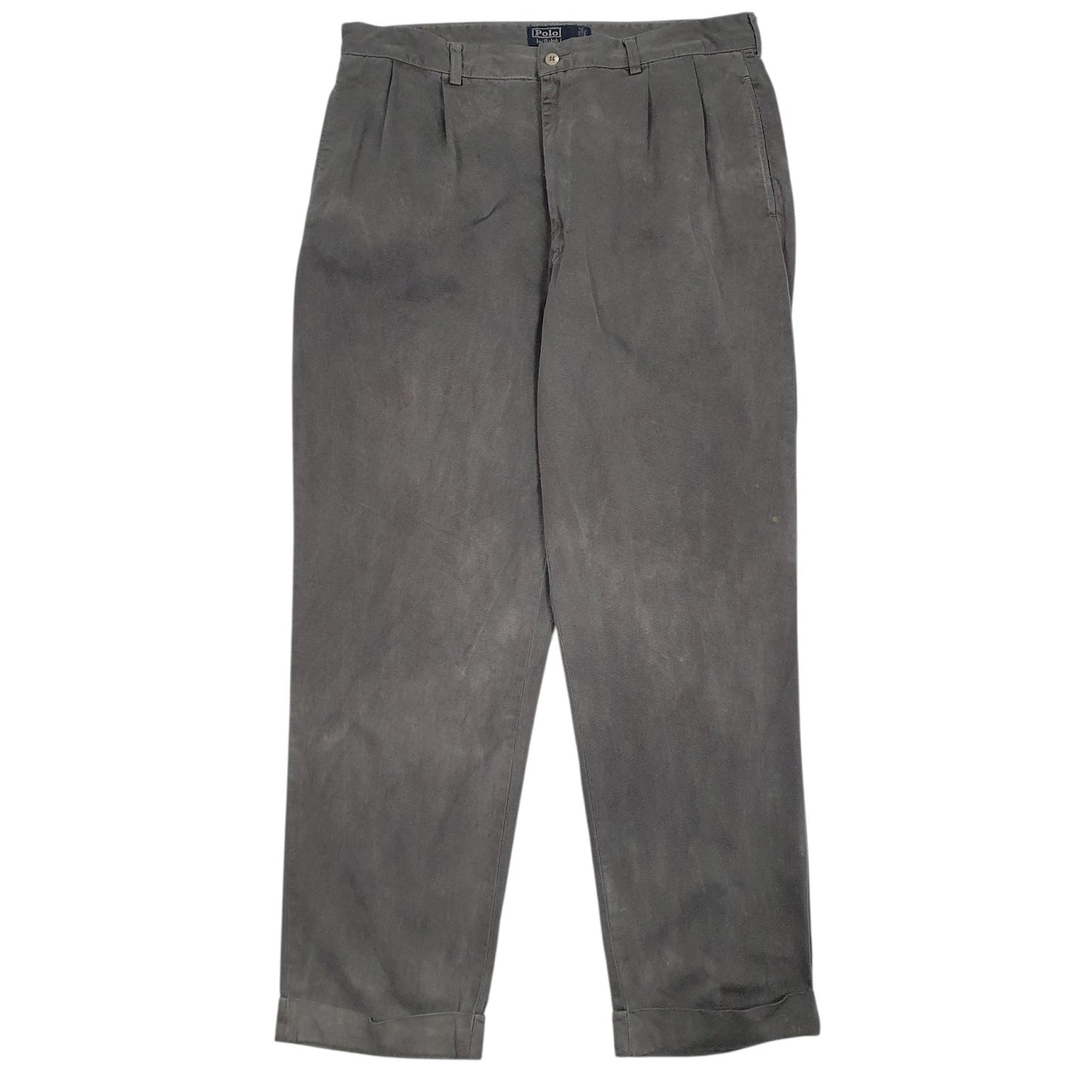 Mens Grey Polo Ralph Lauren Vintage Hammond Pant Double Pleated Chino Trousers