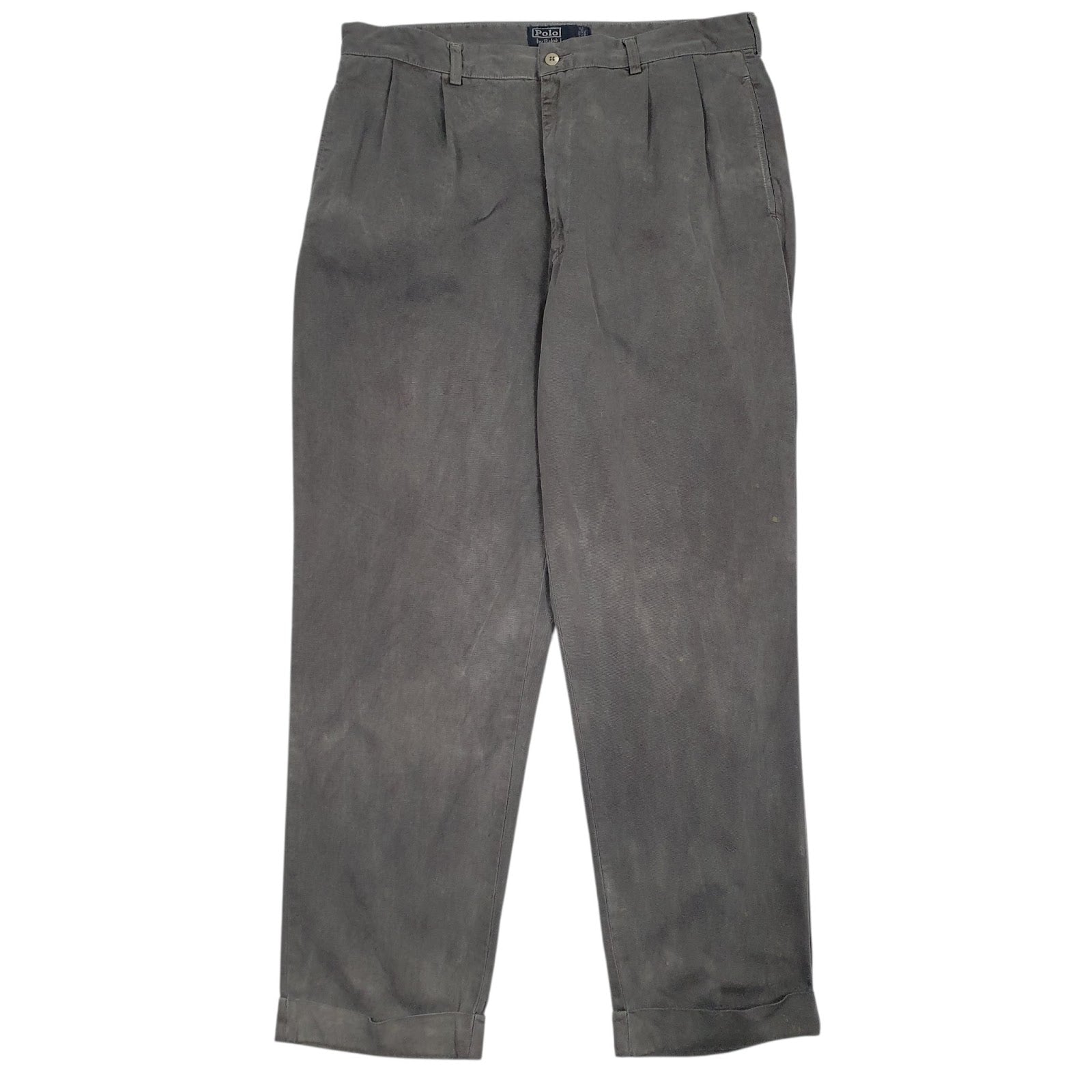 Mens Grey Polo Ralph Lauren Vintage Hammond Pant Double Pleated Chino Trousers