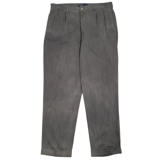 Mens Grey Polo Ralph Lauren Vintage Hammond Pant Double Pleated Chino Trousers