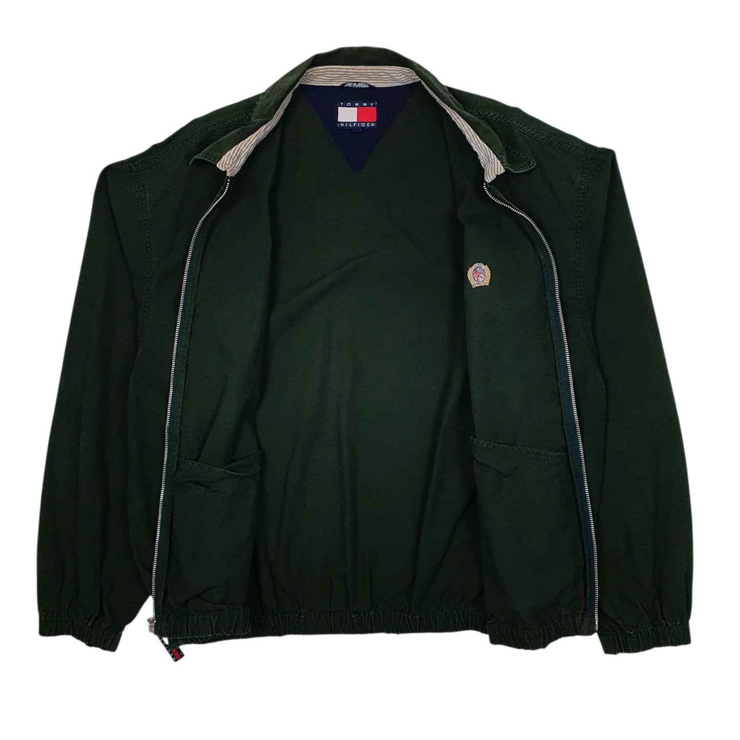 Mens Green Tommy Hilfiger Vintage 90s Bomber Windbreaker  Coat