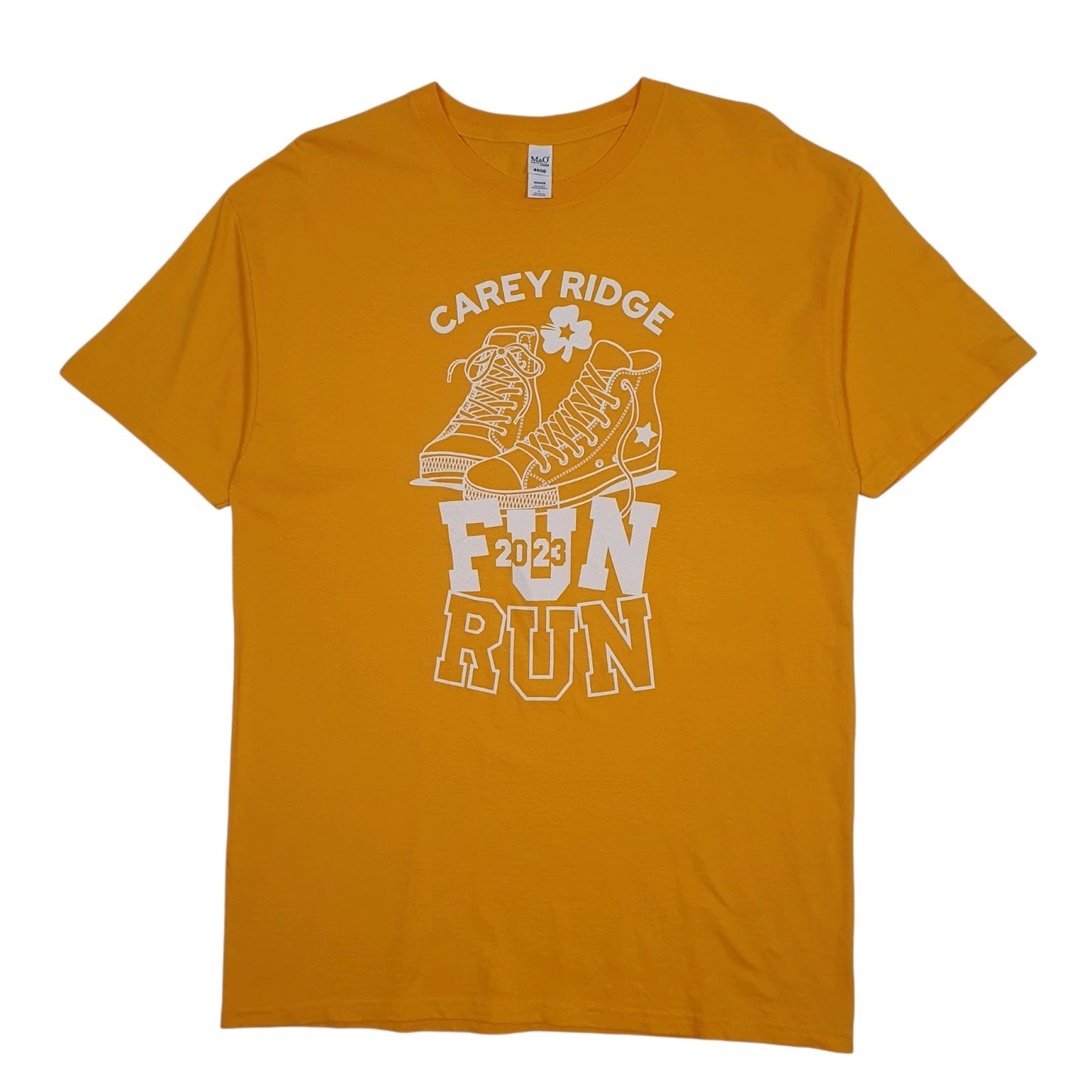 Mens Yellow M&O Carey Ridge Fun Run Short Sleeve T Shirt