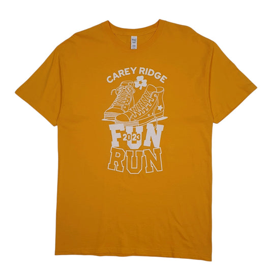 Mens Yellow M&O Carey Ridge Fun Run Short Sleeve T Shirt