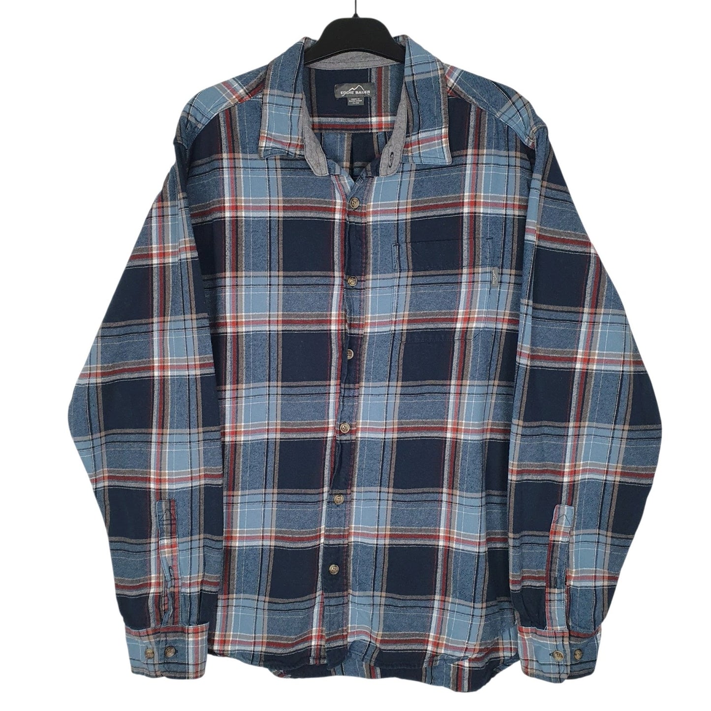 Mens Blue Eddie Bauer Flannel Long Sleeve Shirt
