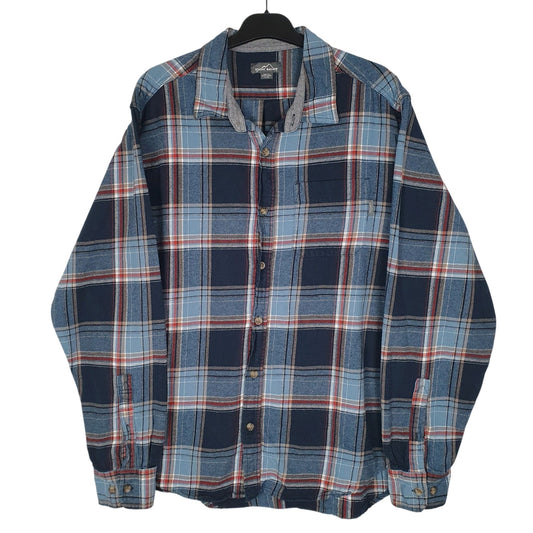 Mens Blue Eddie Bauer Flannel Long Sleeve Shirt