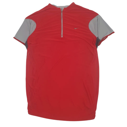 Mens Red Nike Dri-Fit Cycling Jersey Short Sleeve T Shirt
