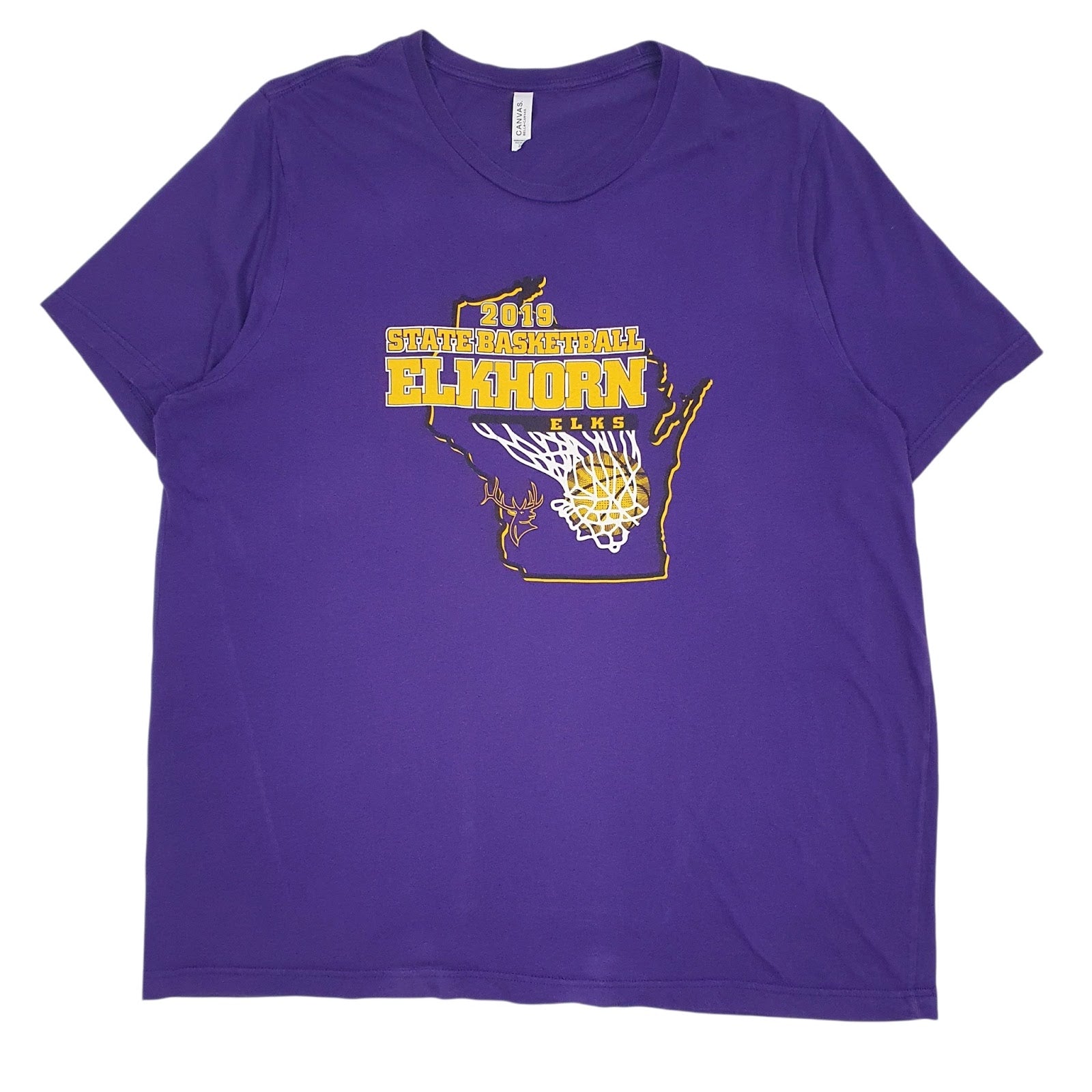 Mens Purple Canvas State Basketball Elkhorn Short Sleeve T Shirt