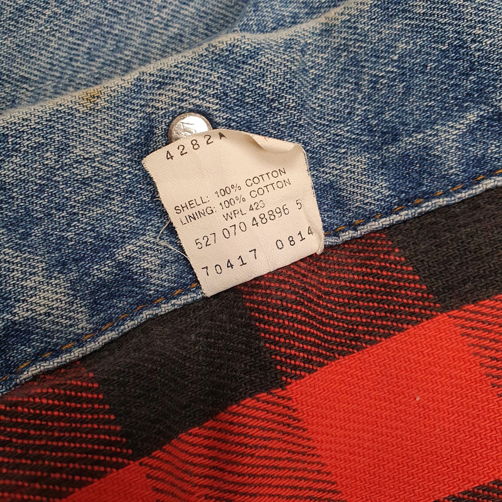 Mens Blue Levis Vintage 90s Blanket Lined Type 3 Trucker Full Zip Coat