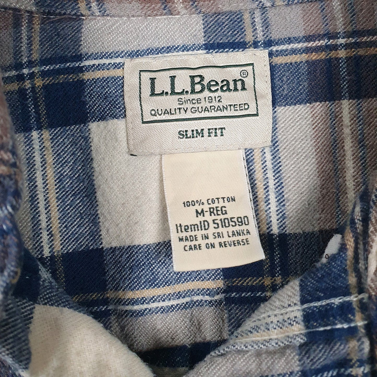 Mens Grey L.L.Bean Flannel  Shirt