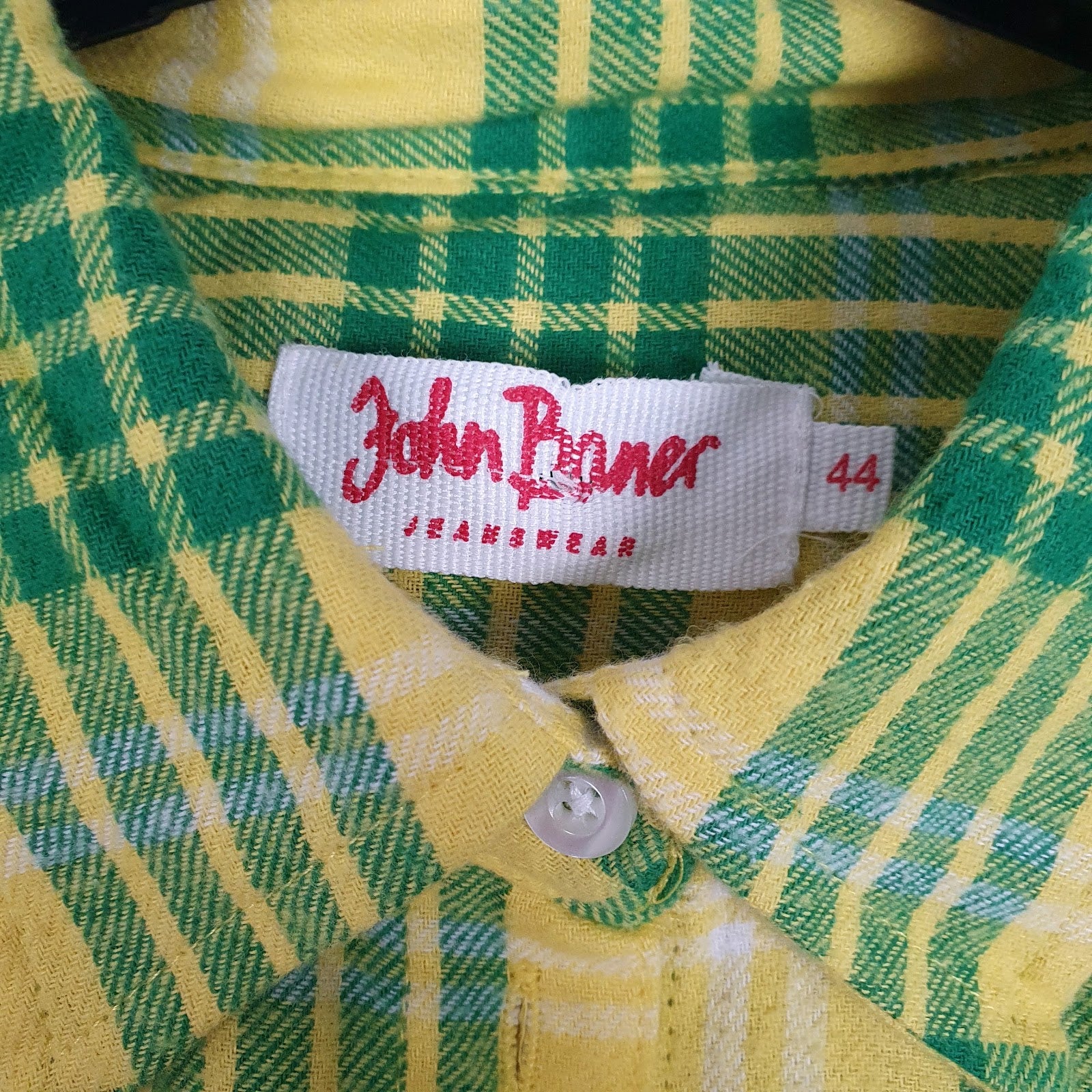 Mens Yellow John Baner Vintage Flannel  Shirt