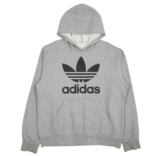 Mens Grey Adidas Spellout Hoodie Jumper