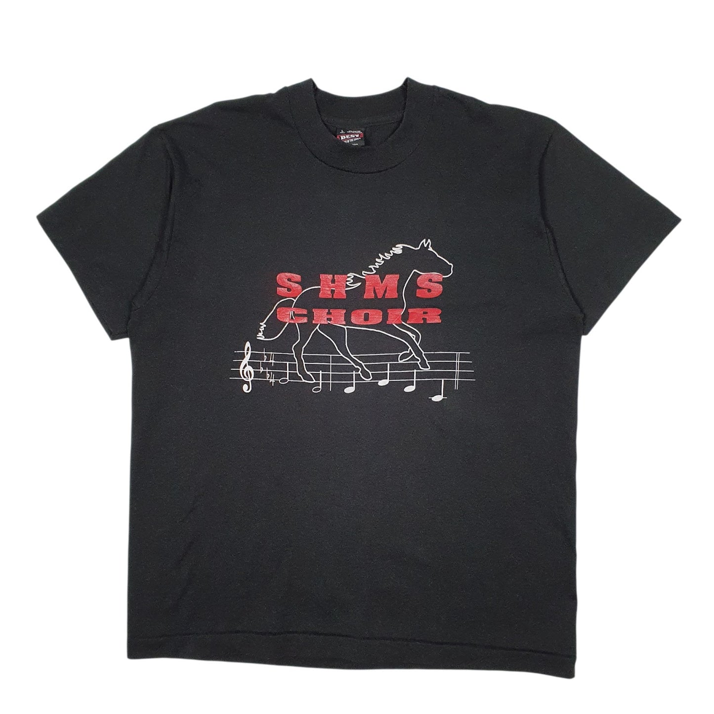 Mens Black Fruit Of The Loom Vintage 90s Single Stitch Short Sleeve T Shirt