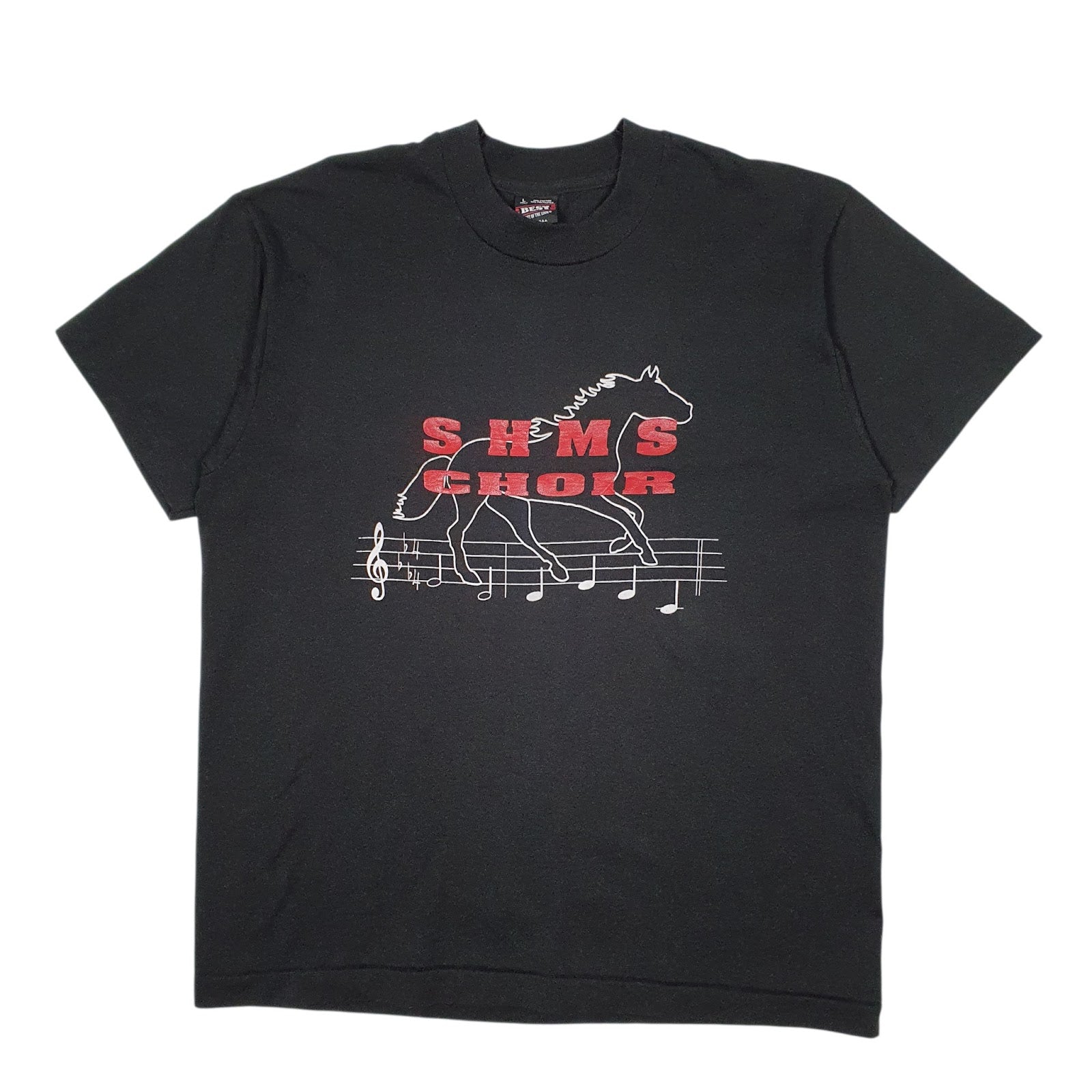 Mens Black Fruit Of The Loom Vintage 90s Single Stitch Short Sleeve T Shirt