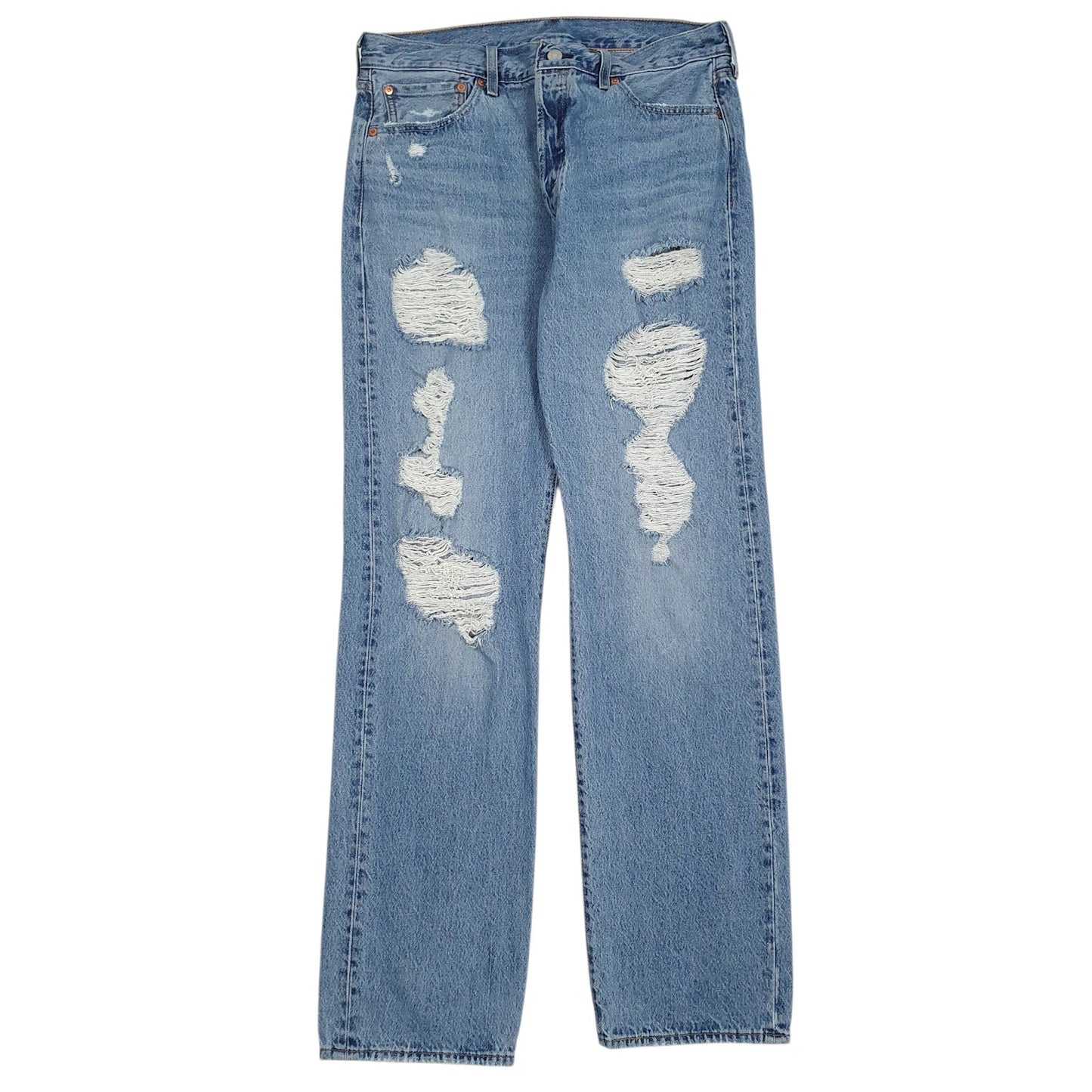 Mens Blue Levis Distressed 501 JeansW34 L34